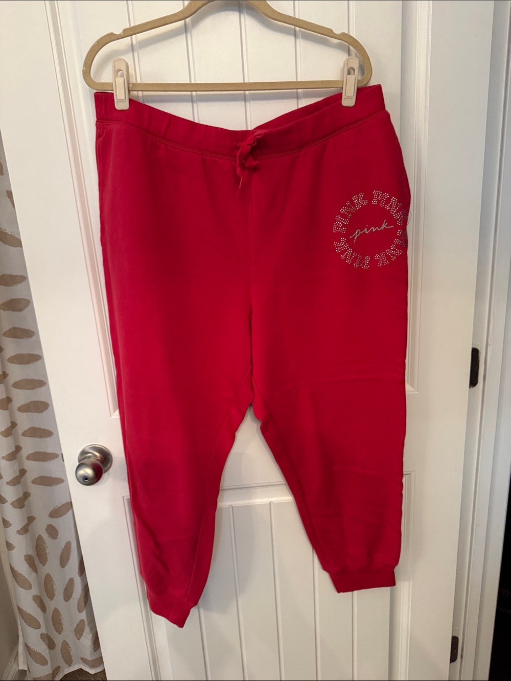 PINK Victoria's Secret Red Kids' Sweatpants with Rhinestone Logo